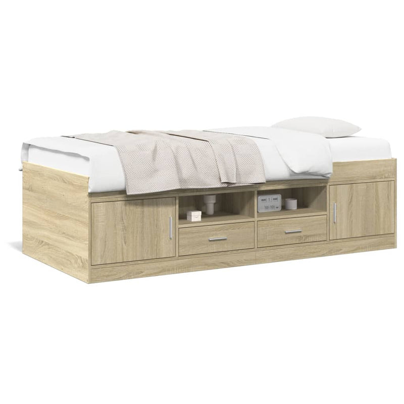 Daybed with Drawers Sonoma Oak 100x200 cm Engineered Wood