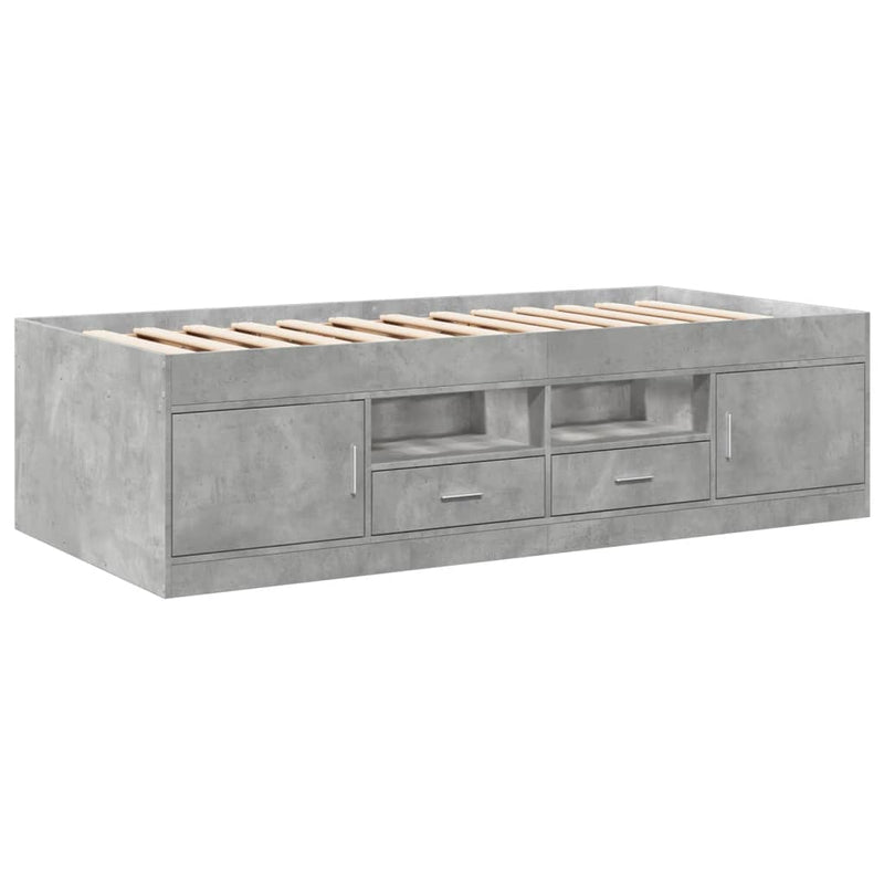 Daybed with Drawers Concrete Grey 100x200 cm Engineered Wood