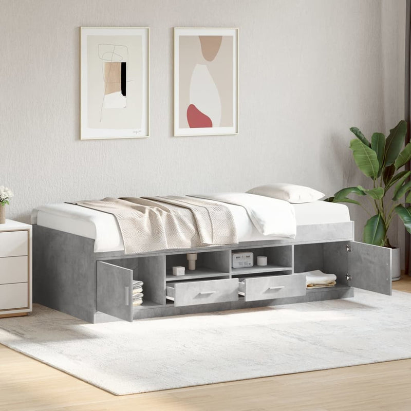 Daybed with Drawers Concrete Grey 100x200 cm Engineered Wood