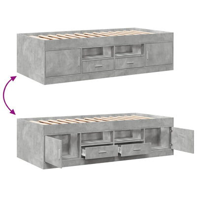 Daybed with Drawers Concrete Grey 100x200 cm Engineered Wood