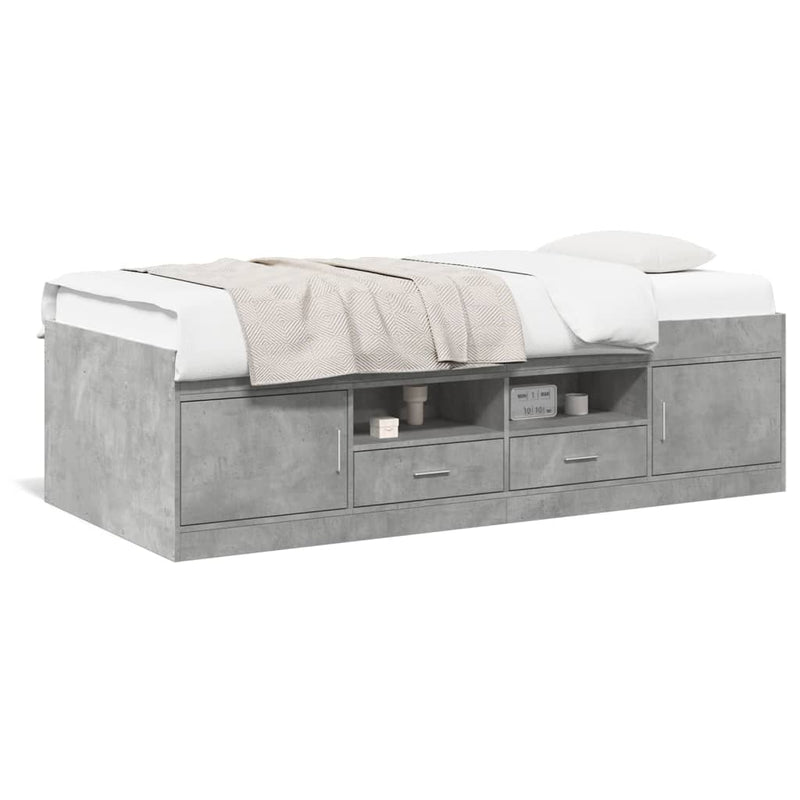 Daybed with Drawers Concrete Grey 100x200 cm Engineered Wood