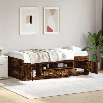 Daybed with Drawers Smoked Oak 100x200 cm Engineered Wood