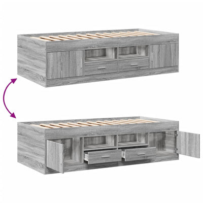 Daybed with Drawers Grey Sonoma 100x200 cm Engineered Wood