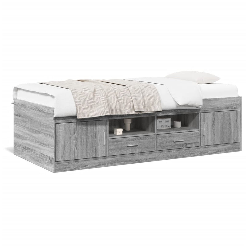 Daybed with Drawers Grey Sonoma 100x200 cm Engineered Wood