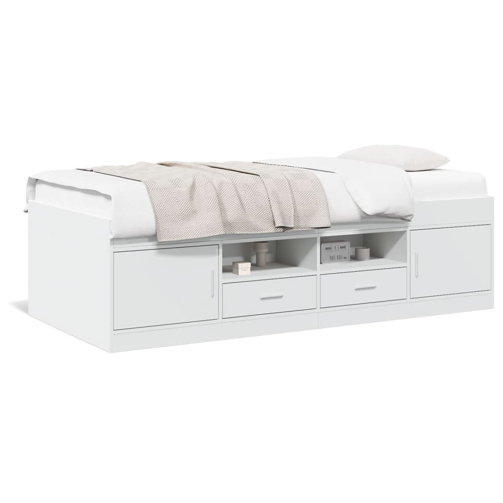 Daybed with Drawers without Mattress Length 200 cm White 90 cm