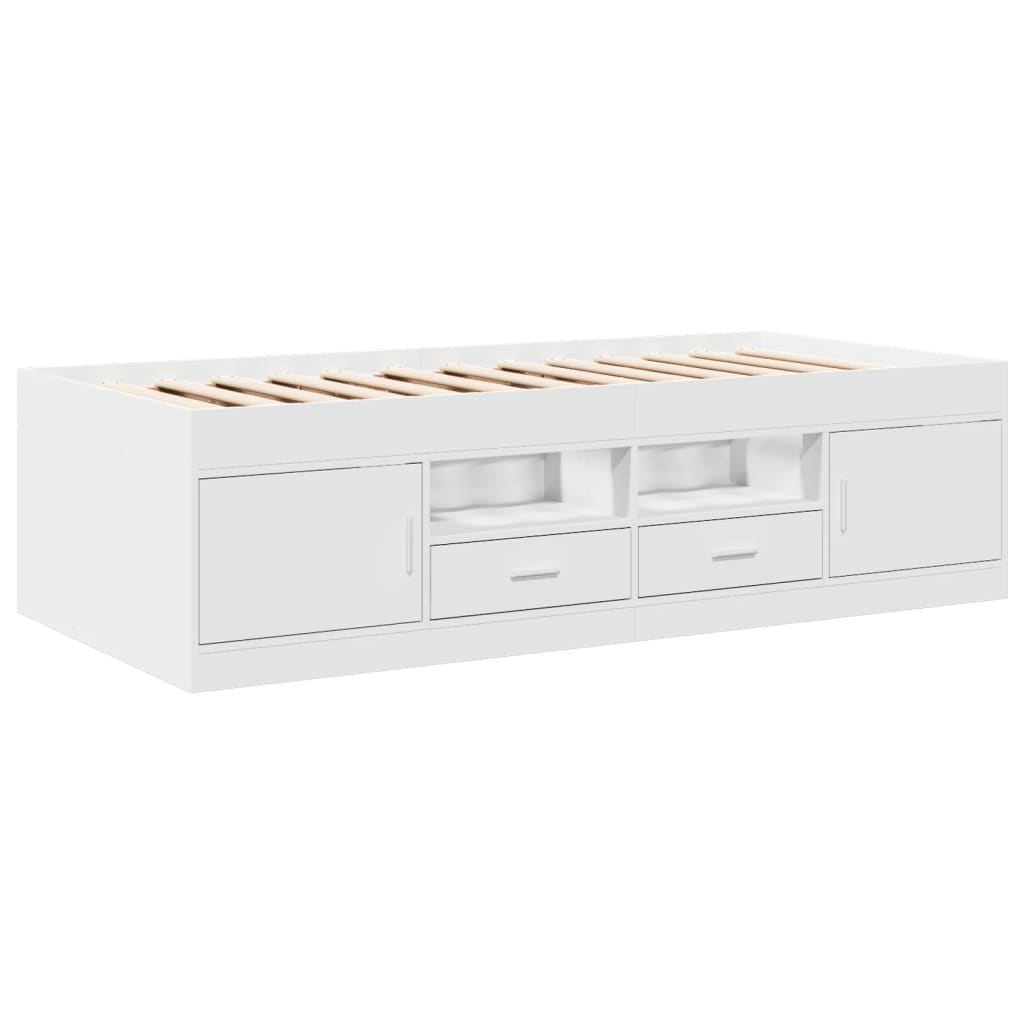 Daybed with Drawers without Mattress Length 200 cm White 90 cm
