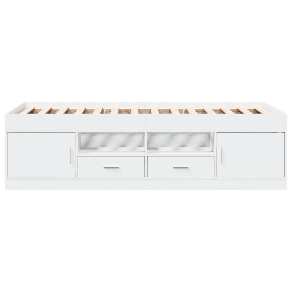 Daybed with Drawers without Mattress Length 200 cm White 90 cm