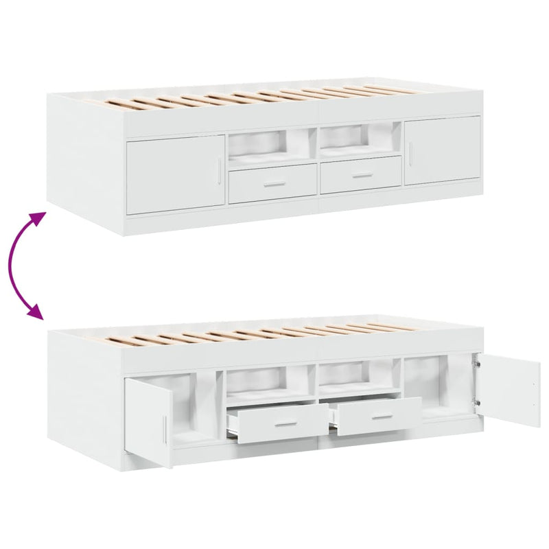 Daybed with Drawers White 90x200 cm Engineered Wood