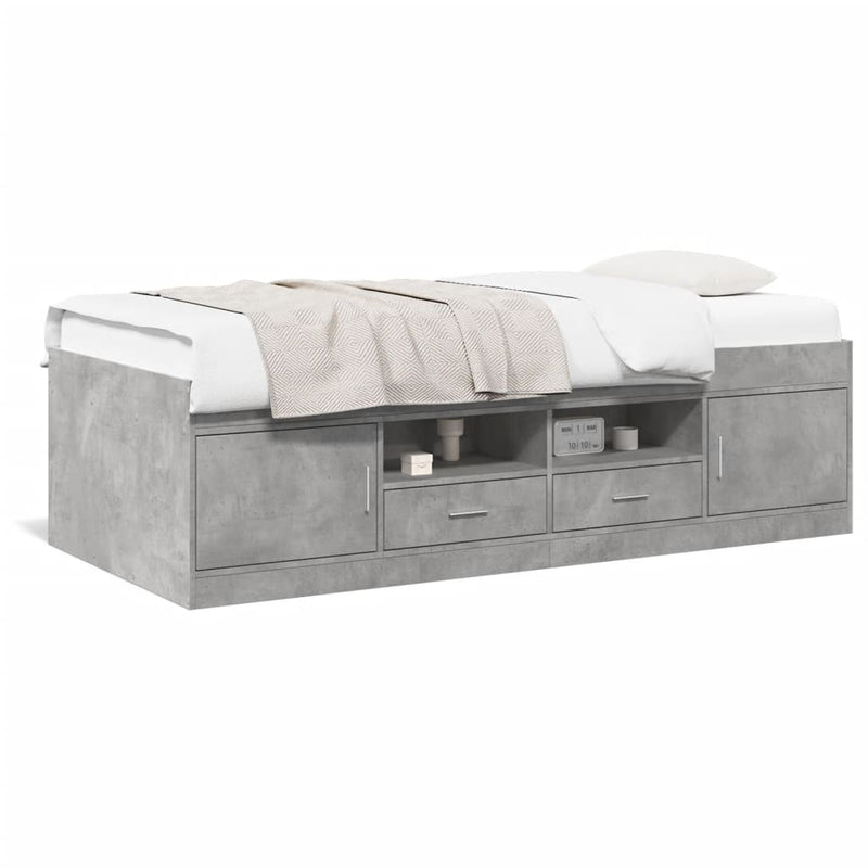 Daybed with Drawers Concrete Grey 90x200 cm Engineered Wood