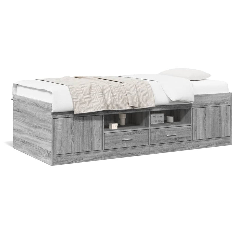 Daybed with Drawers Grey Sonoma 90x200 cm Engineered Wood