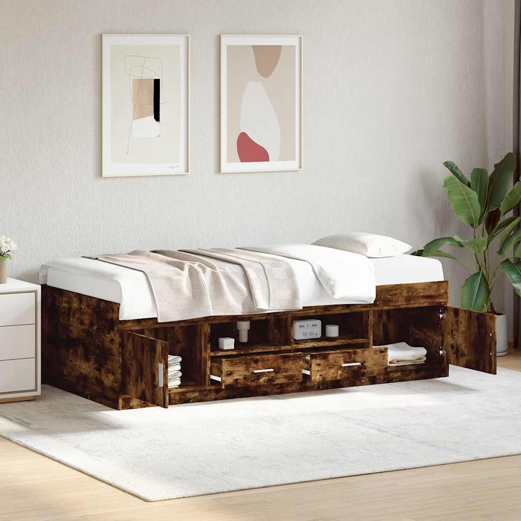 Daybed with Drawers without Mattress Length 190 cm Smoked oak 90 cm