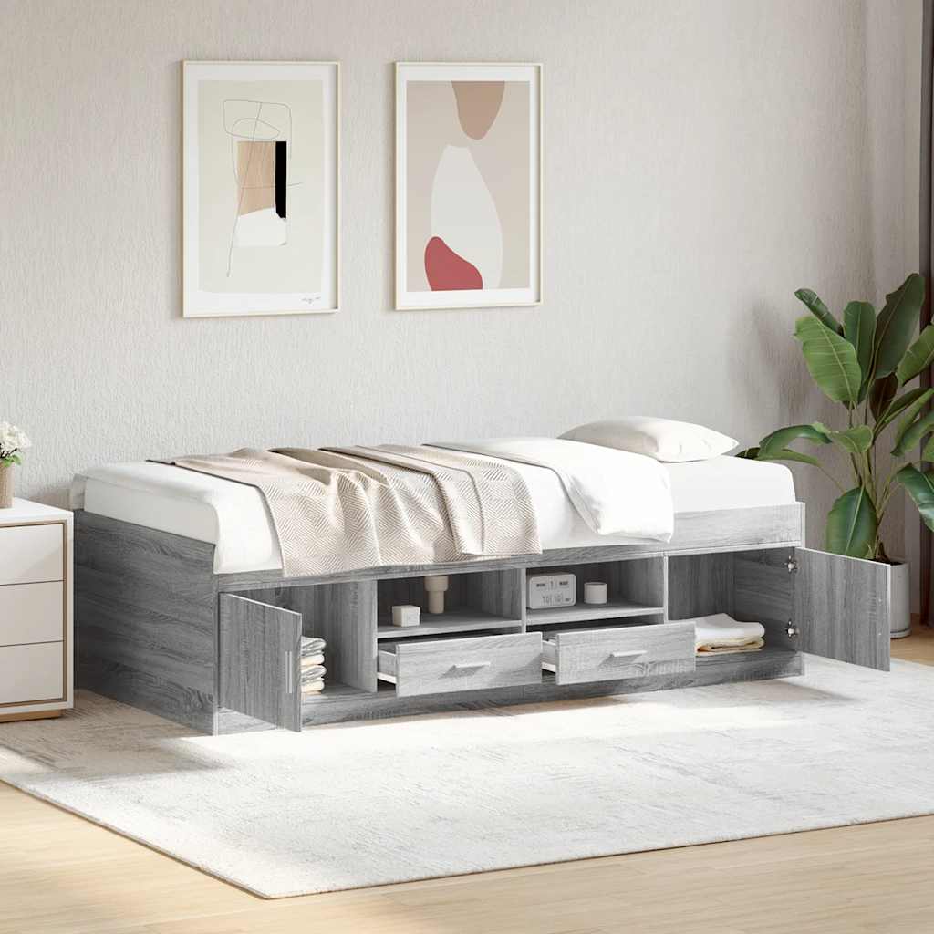 Daybed with Drawers without Mattress Length 190 cm Grey sonoma 75 cm