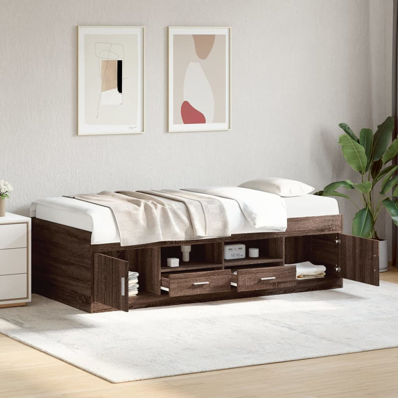 Daybed with Drawers Brown Oak 75x190 cm Engineered Wood