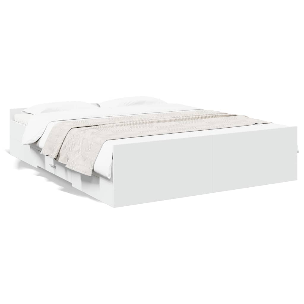 Bed Frame with Drawers without Mattress Length 200 cm White 160 cm
