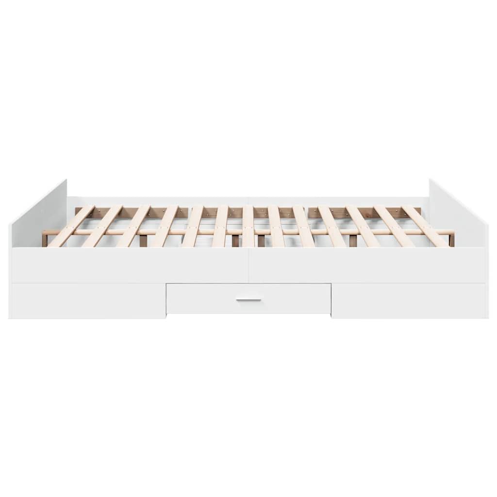 Bed Frame with Drawers without Mattress Length 200 cm White 160 cm