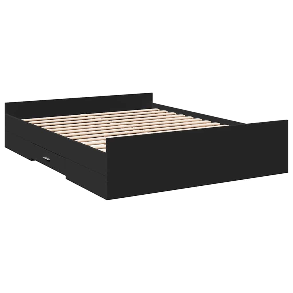 vidaXL Bed Frame with Drawers without Mattress Black 150x200 cm 3