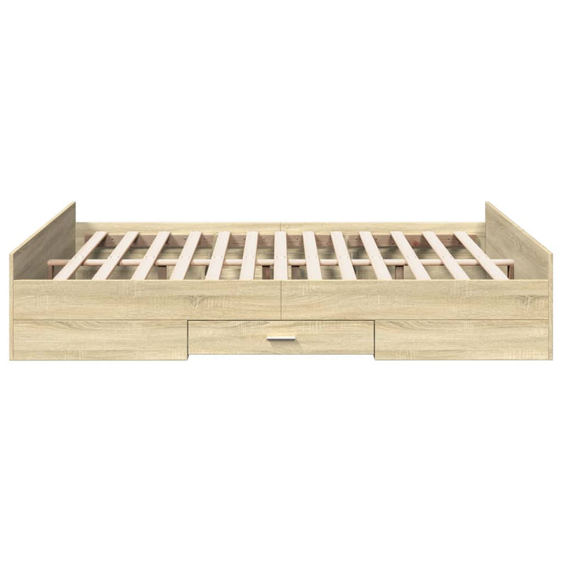 Bed Frame with Drawers Sonoma Oak 150x200 cm King Size Engineered Wood