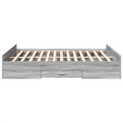 Bed Frame with Drawers Grey Sonoma 150x200 cm King Size Engineered Wood