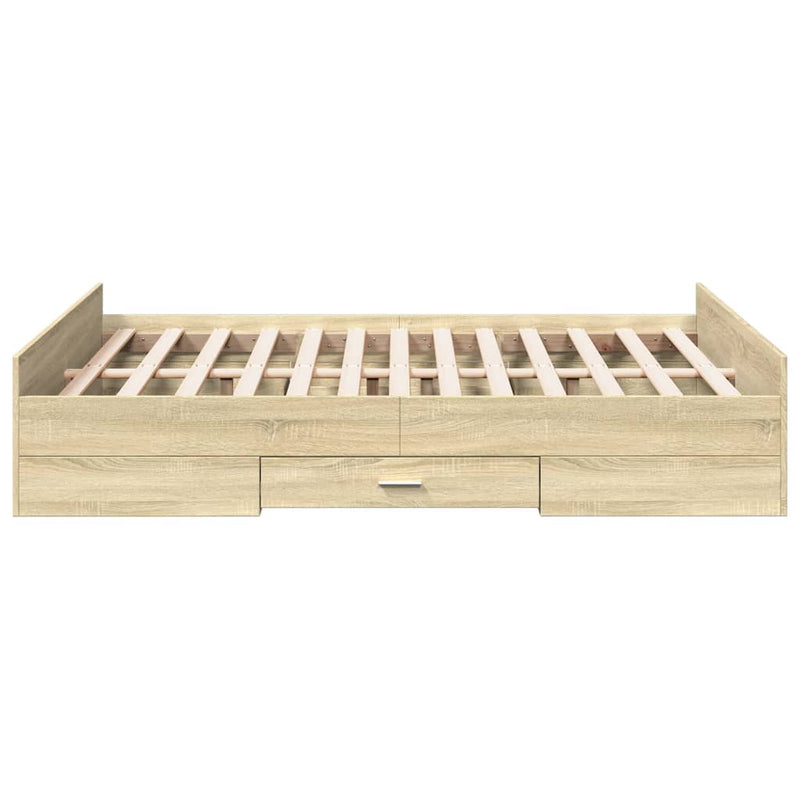 Bed Frame with Drawers Sonoma Oak 140x190 cm Engineered Wood