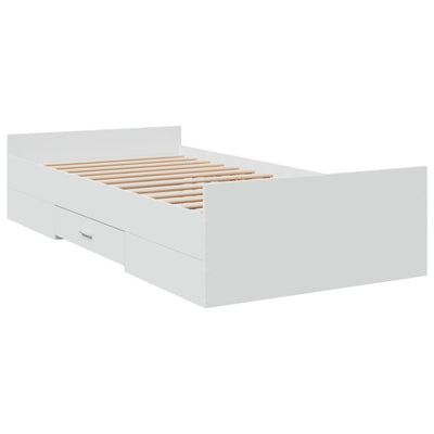 Bed Frame with Drawers White 90x200 cm Engineered Wood