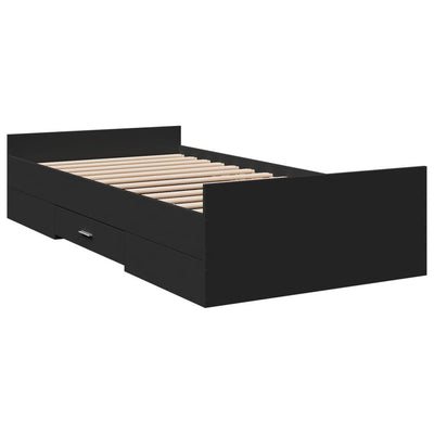 Bed Frame with Drawers Black 90x200 cm Engineered Wood