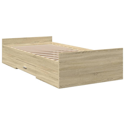 Bed Frame with Drawers Sonoma Oak 90x200 cm Engineered Wood