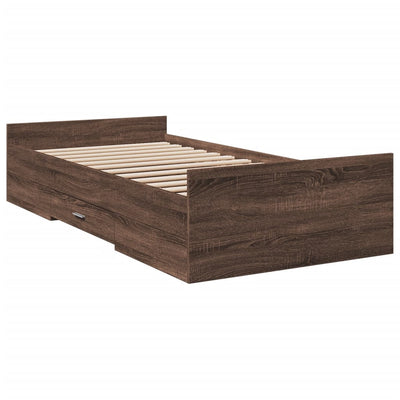 Bed Frame with Drawers Brown Oak 90x200 cm Engineered Wood