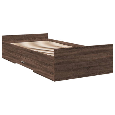 Bed Frame with Drawers Brown Oak 90x200 cm Engineered Wood