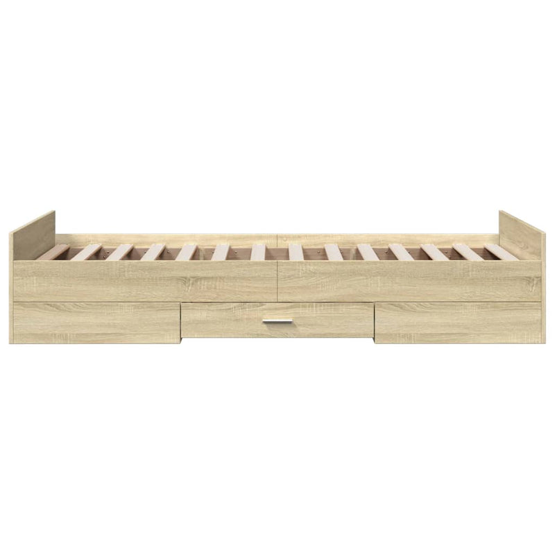 Bed Frame with Drawers Sonoma Oak 75x190 cm Small Single Engineered Wood