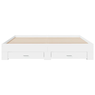 Bed Frame with Drawers White 200x200 cm Engineered Wood