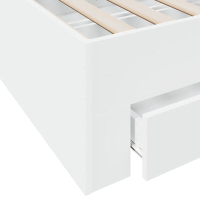 Bed Frame with Drawers White 200x200 cm Engineered Wood