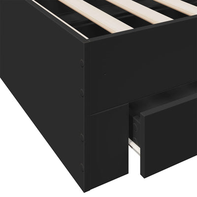 Bed Frame with Drawers Black 200x200 cm Engineered Wood