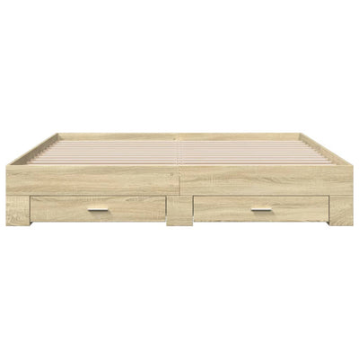 Bed Frame with Drawers Sonoma Oak 200x200 cm Engineered Wood