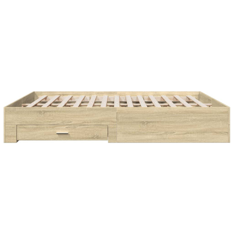 Bed Frame with Drawers Sonoma Oak 200x200 cm Engineered Wood