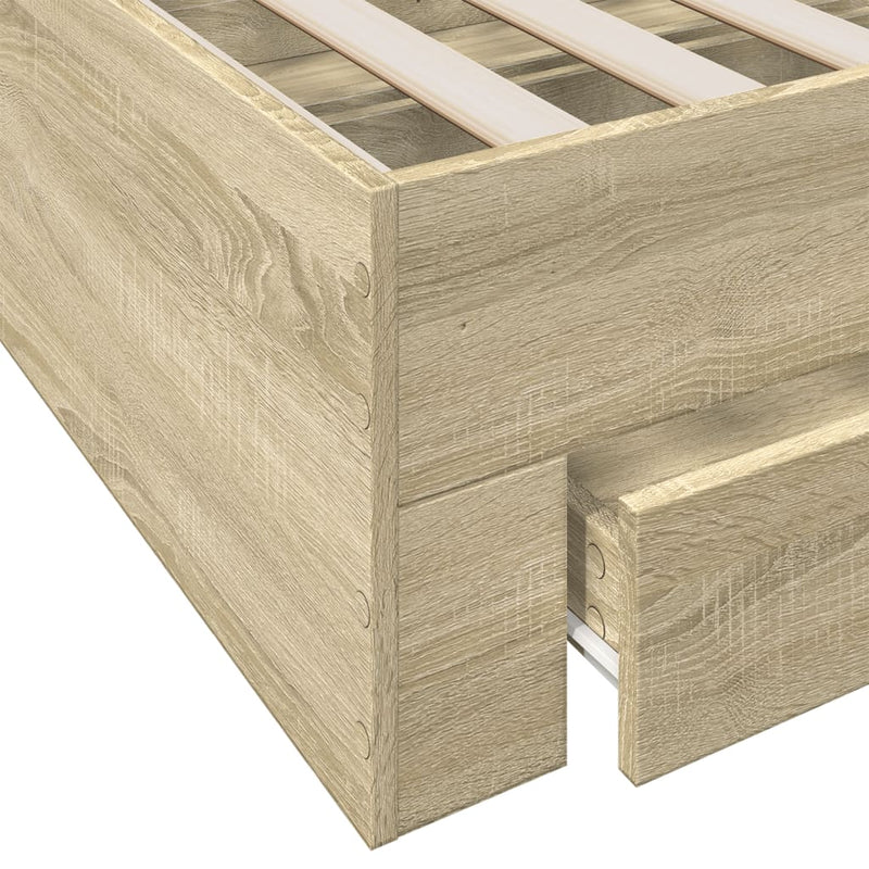 Bed Frame with Drawers Sonoma Oak 200x200 cm Engineered Wood