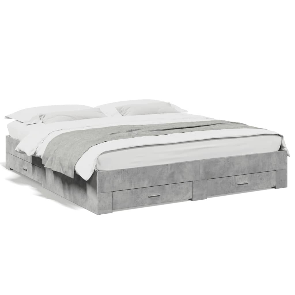 Bed Frame with Drawers without Mattress Length 200 cm Concrete Grey 200 cm