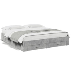 Bed Frame with Drawers without Mattress Length 200 cm Concrete Grey 200 cm