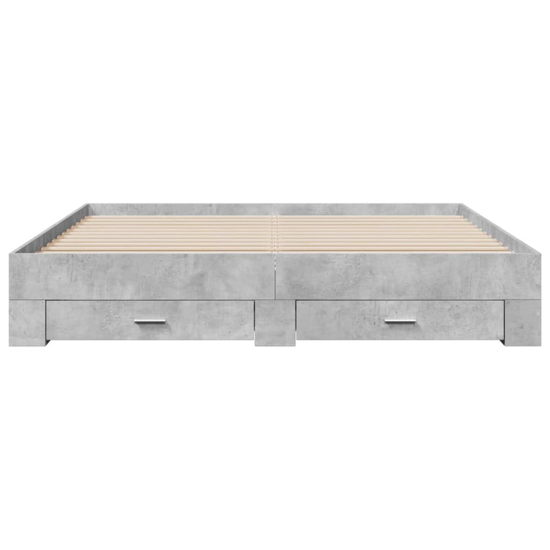 Bed Frame with Drawers Concrete Grey 200x200 cm Engineered Wood