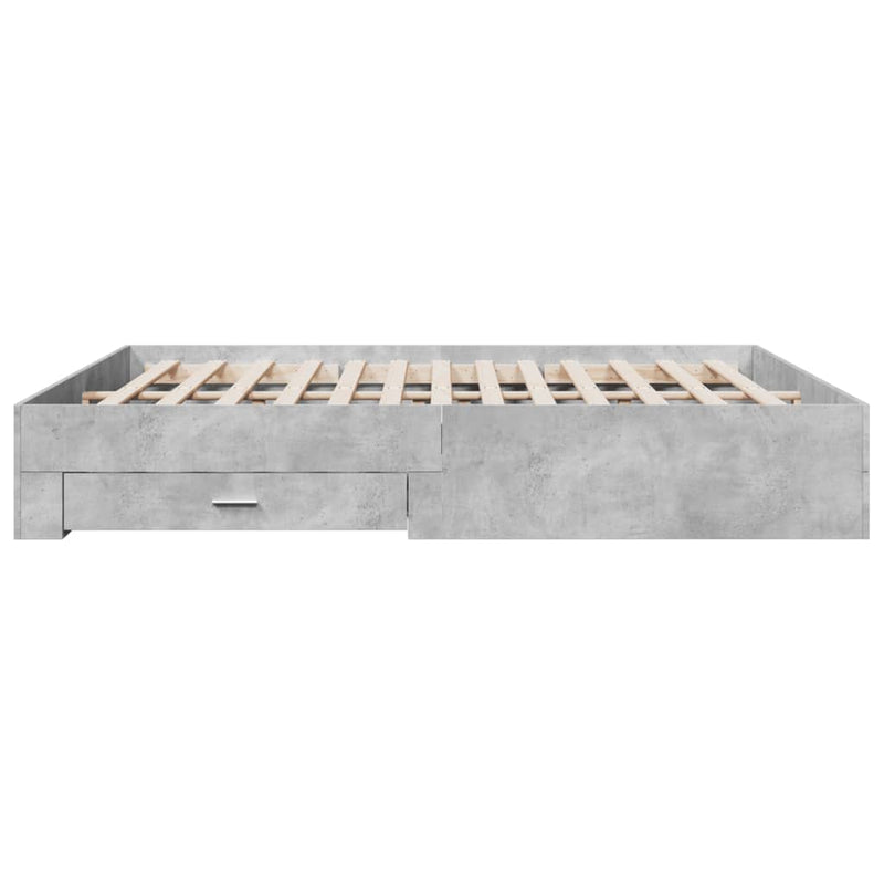 Bed Frame with Drawers Concrete Grey 200x200 cm Engineered Wood