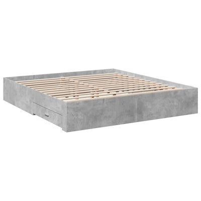 Bed Frame with Drawers Concrete Grey 200x200 cm Engineered Wood