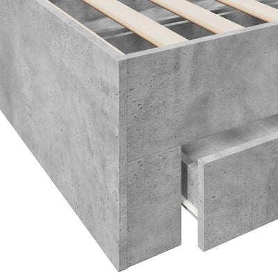 Bed Frame with Drawers Concrete Grey 200x200 cm Engineered Wood