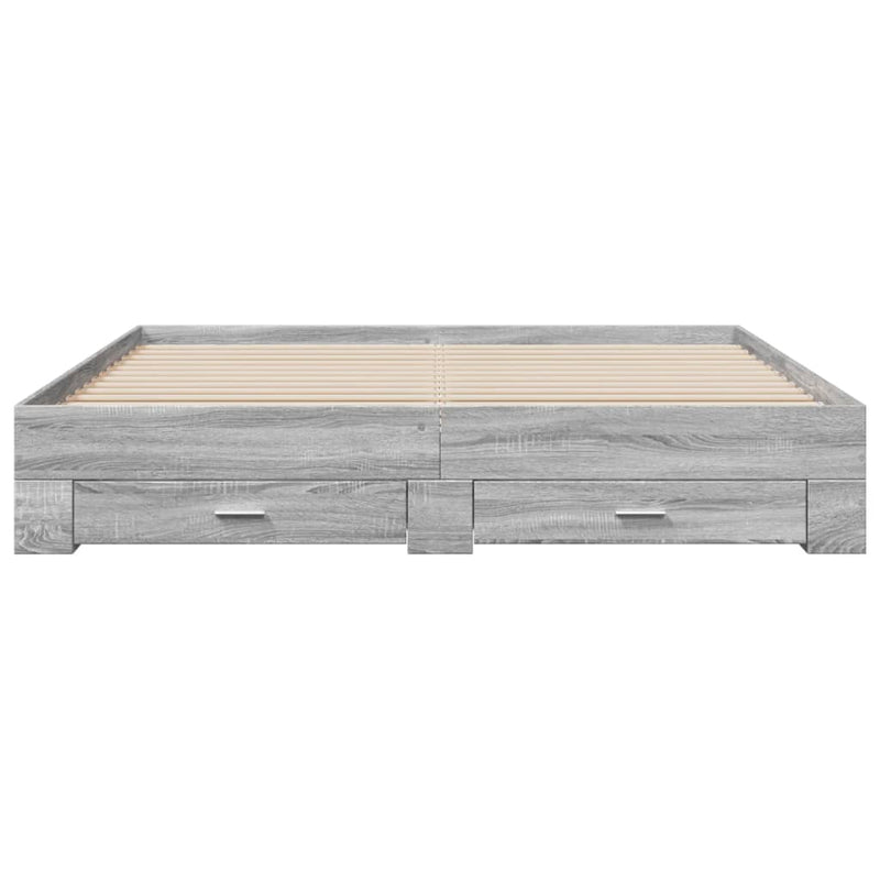 Bed Frame with Drawers Grey Sonoma 200x200 cm Engineered Wood