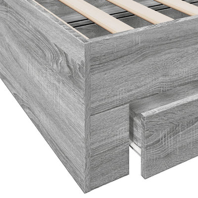 Bed Frame with Drawers Grey Sonoma 200x200 cm Engineered Wood