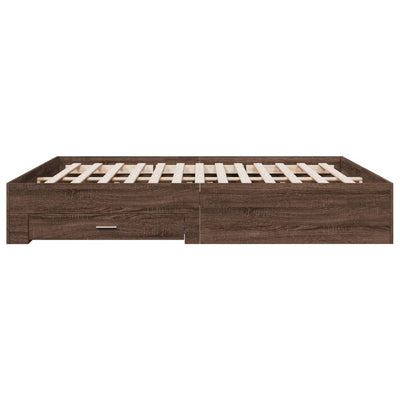 Bed Frame with Drawers Brown Oak 200x200 cm Engineered Wood