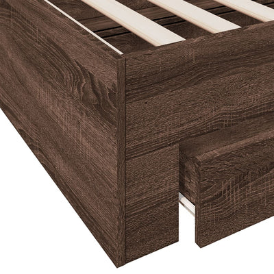 Bed Frame with Drawers Brown Oak 200x200 cm Engineered Wood