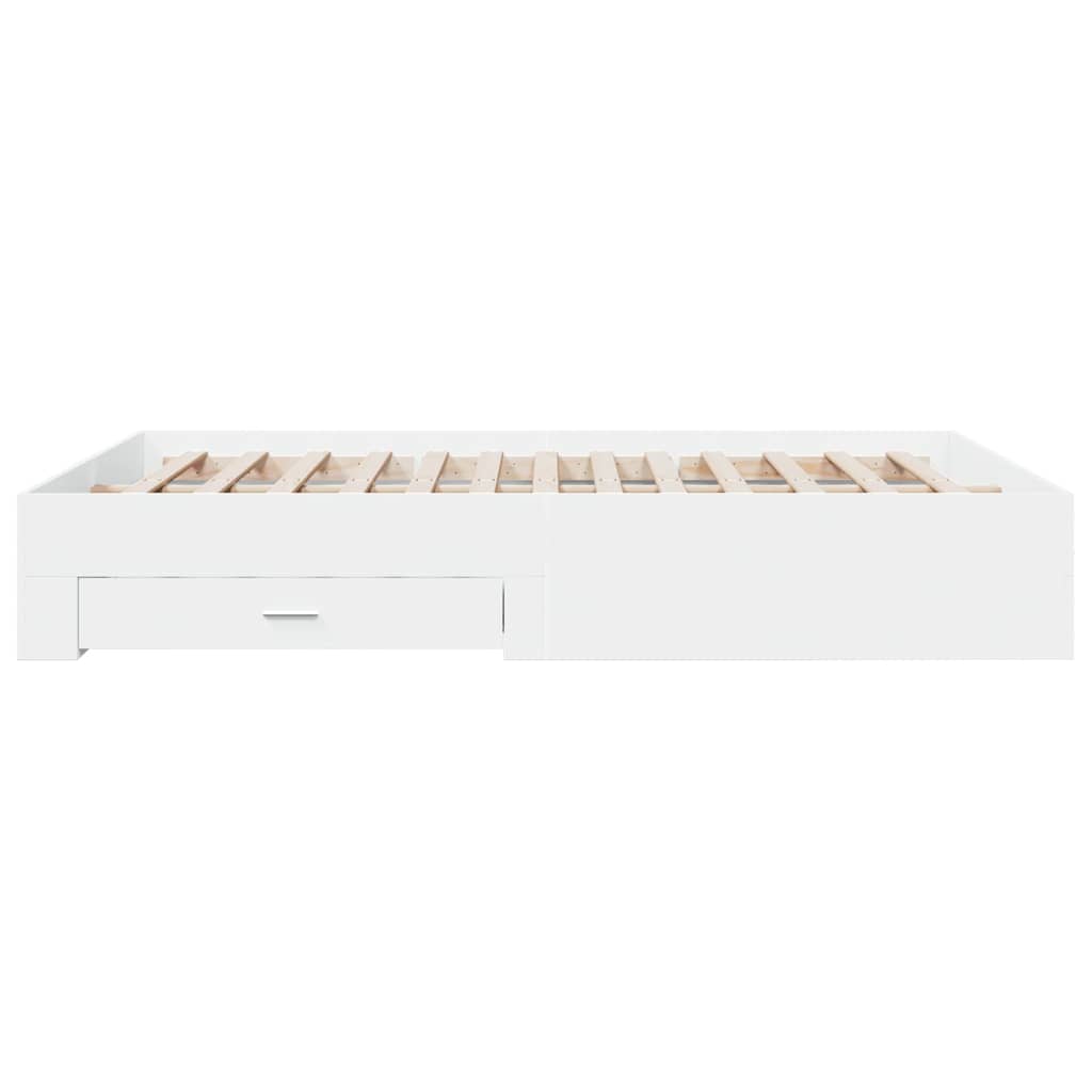 Bed Frame with Drawers without Mattress Length 200 cm White 160 cm