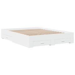 Bed Frame with Drawers without Mattress Length 200 cm White 160 cm