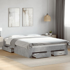 Bed Frame with Drawers without Mattress Length 200 cm Concrete Grey 160 cm