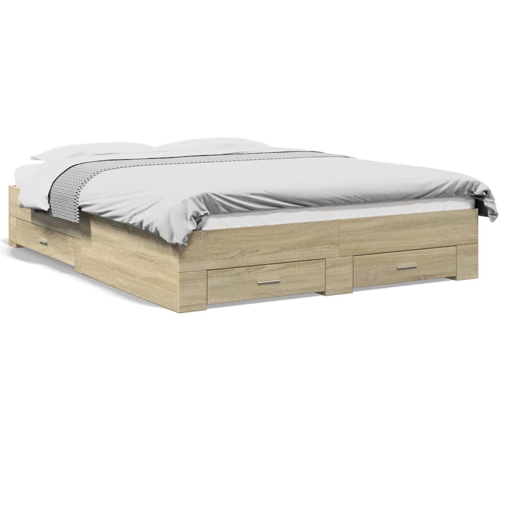 Bed Frame with Drawers without Mattress Length 200 cm Sonoma Oak 150 cm