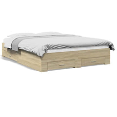 Bed Frame with Drawers without Mattress Length 200 cm Sonoma Oak 150 cm